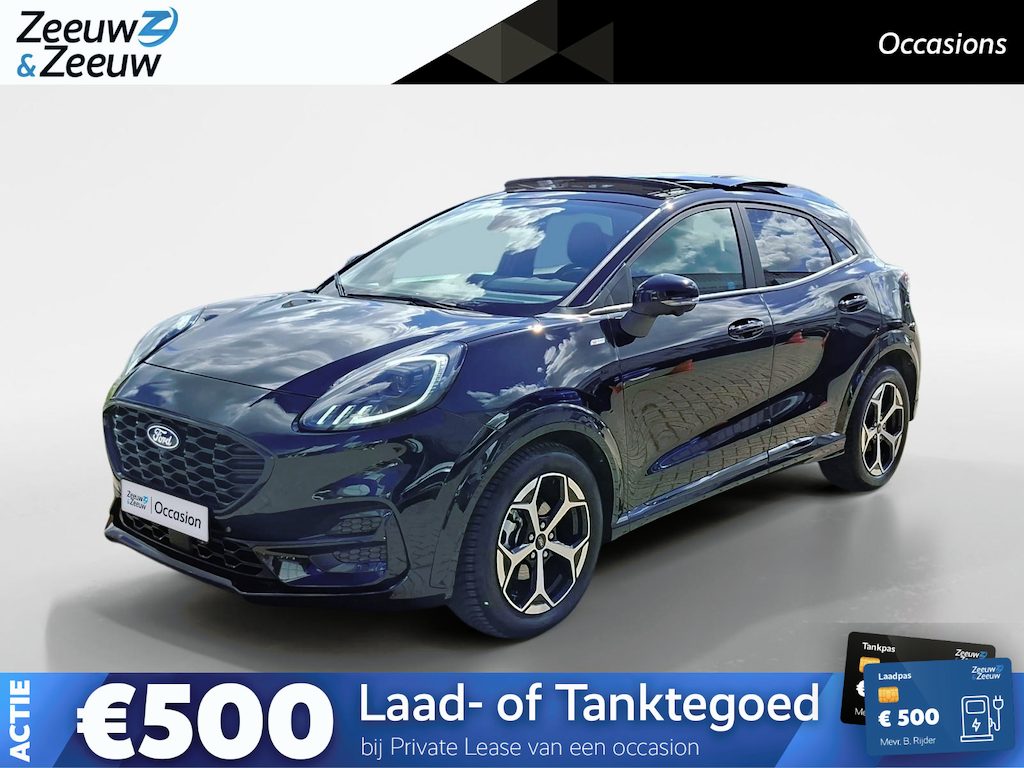Ford Puma ST-Line 125 pk Automaat | Stoel- stuur en voorruitverwarming | Trekhaak | Kantel / schuifdak | Adaptieve led koplampen | All weather banden