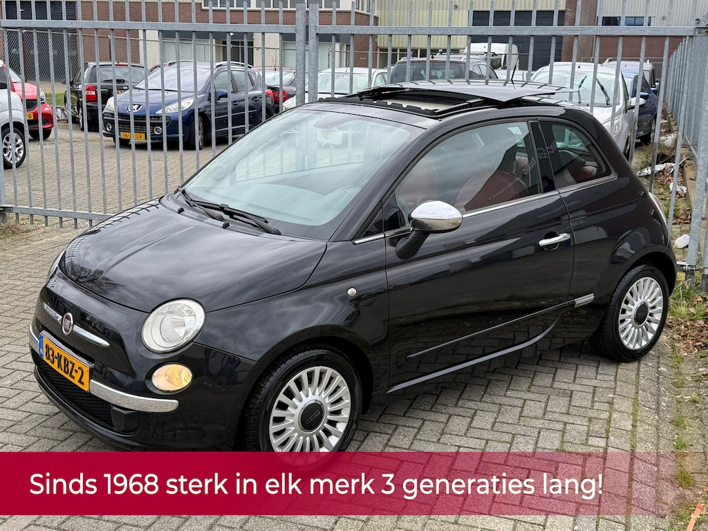Fiat 500 1.2 Lounge AUTOMAAT! Panorama l Airco l LEER l MTF-stuur l Bleu and me l NL AUTO NAP l DEALER ONDERHOUDEN l TOPSTAAT!