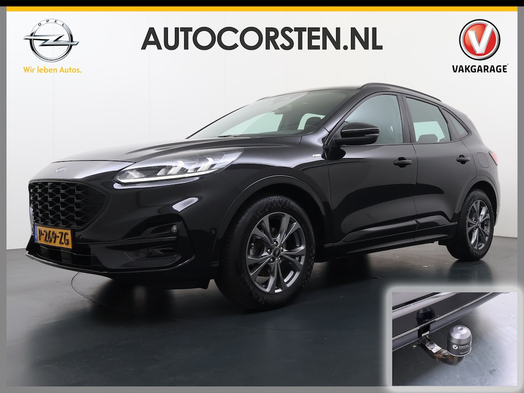 Ford Kuga 1.5T 150PK ST-Line Trekhaak Adap.Cruise Elek.Achterklep Camera Apple Carplay/Android Navi Stoel+Stuur+Achterbank+Voorruitverwarming Pdc Lmv 18" DAB Bluetooth Parkeerhulp Led Lane Assist Isofix Road Edge Detection WiFi 1.800KG Trekgewicht