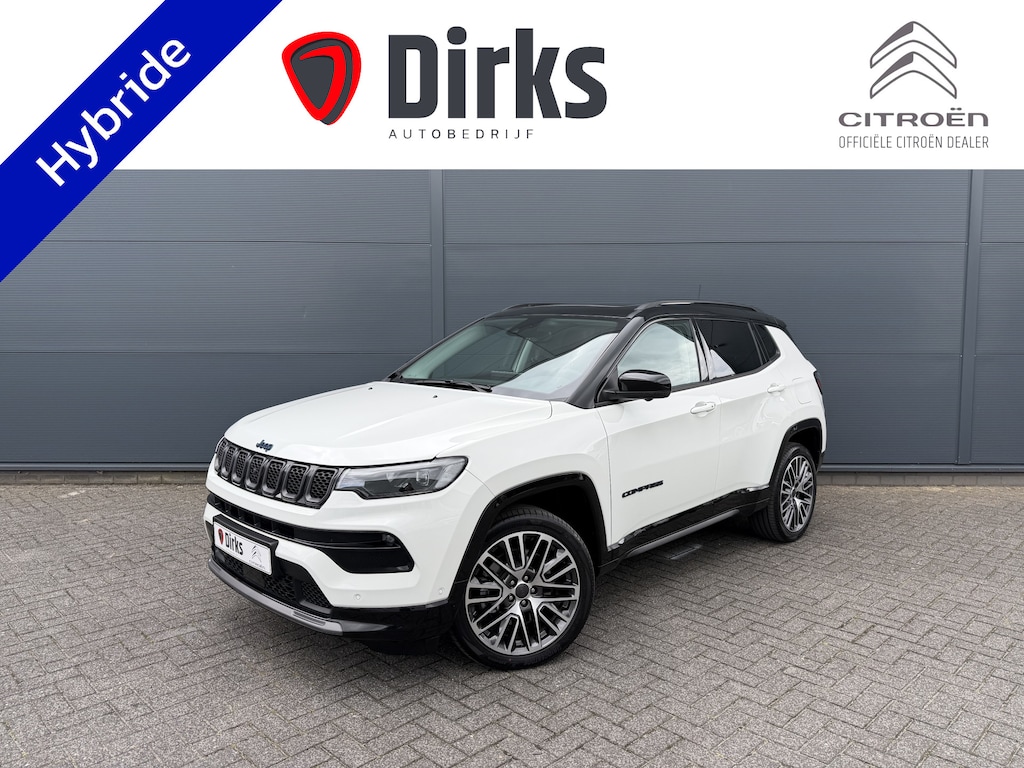 Jeep Compass 4xe 240 Plug-in Hybrid Electric Summit (Elektrisch Schuifdak - Leder incl verwarming/koeling/geheugen - Elektrische Klep - 360gr Camera - Adaptieve Cruise Controle - 19"- Keyless Entry - LED - 4x4)