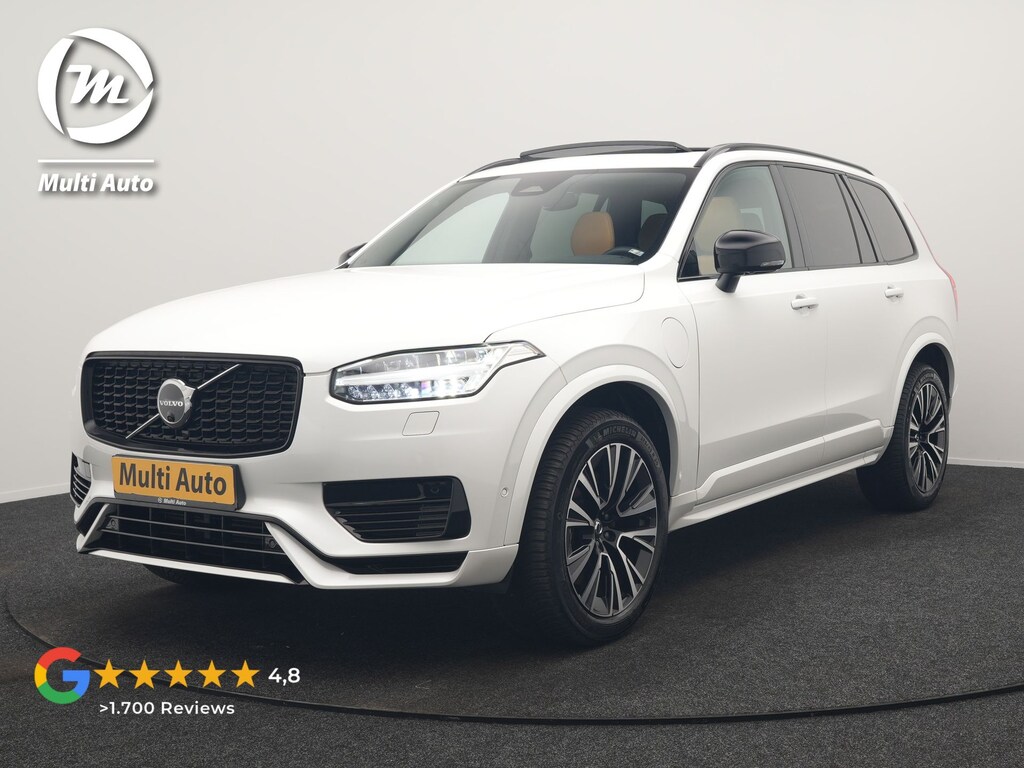 Volvo XC90 T8 AWD Plus Dark 7 Persoons LONG RANGE PHEV 455pk Dealer O.H. | Trekhaak Af Fabriek | Luchtvering | Panodak | Adaptive Cruise | 360 Camera | Harman / Kardon | Lederen Sportstoelen Memory & Ventilatie | Stuur Verwarmd | Keyless | Blis | 20"L.M | Plug In Hybrid |