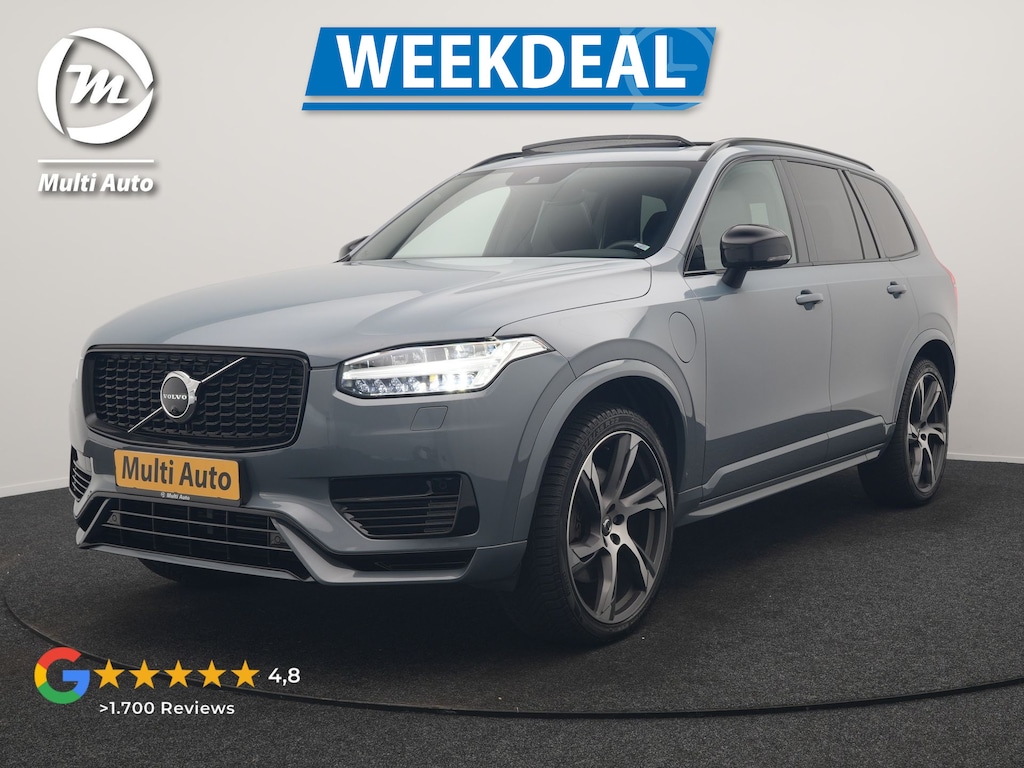 Volvo XC90 T8 Recharge AWD R-Design 7 Persoons Long Range PHEV 456pk Dealer O.H | Luchtvering | Trekhaak Af Fabriek | Panodak | 360 Camera | Adaptive Cruise | Harman / Kardon | Alcantara Sportstoelen Memory & Verwarmd | Keyless | Pilot Assist | Apple Carplay | Stuur Verwarmd | BLIS | Adaptive LED | Navigatie | Virtual | DAB | 22"L.M | Plug In Hybrid |