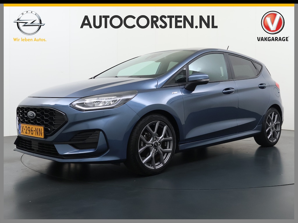 Ford Fiesta 1.0T 125PK Hybrid ST-Line Stoel+Stuur+Voorruitverwarming Apple Carplay/Android Auto Navi* Ecc Cruise Control Pdc Keyless DAB+ Bluetooth Lmv Lane Assist Isofix Regensensor 1e Eigenaar Origineel Nederlandse Auto
