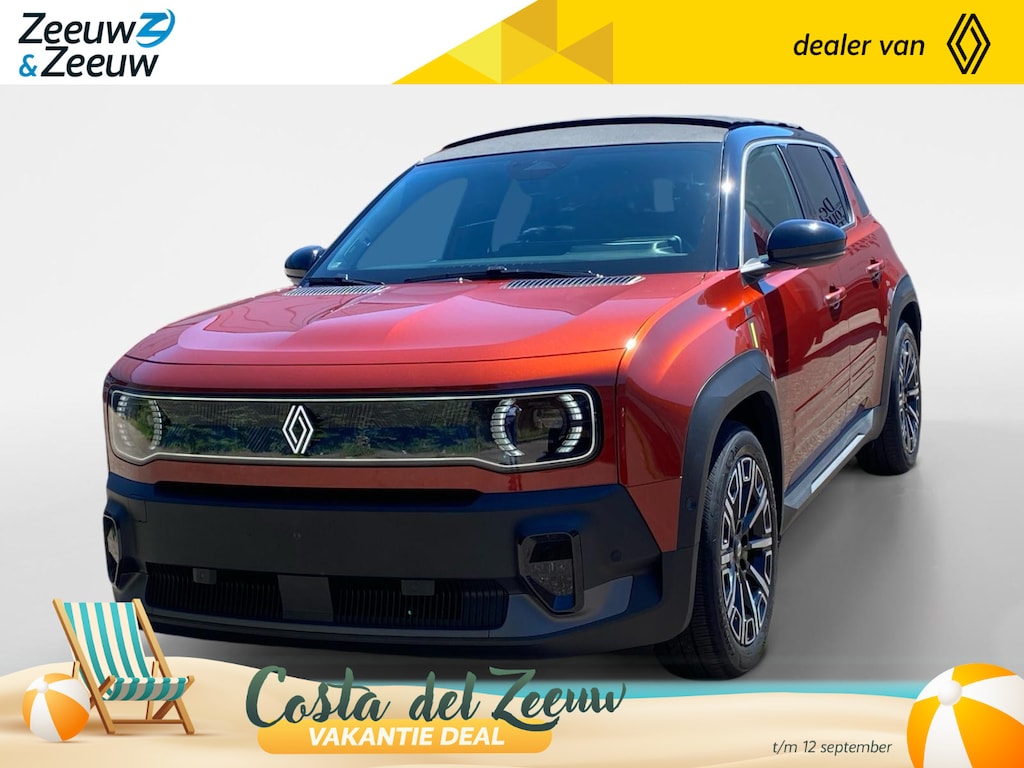 Renault 4 comfort range iconic canvas dak 52 kWh elektrisch vouwdak , nu met 1800,- voorraad korting .  Apple Carplay/Android Auto , Pack Advanced Driving Assist , Harman/kardon premium audio , lichtmetalen velgen 18" , voorstoelen verwarmd , warmtepomp , navigatiesysteem , enz