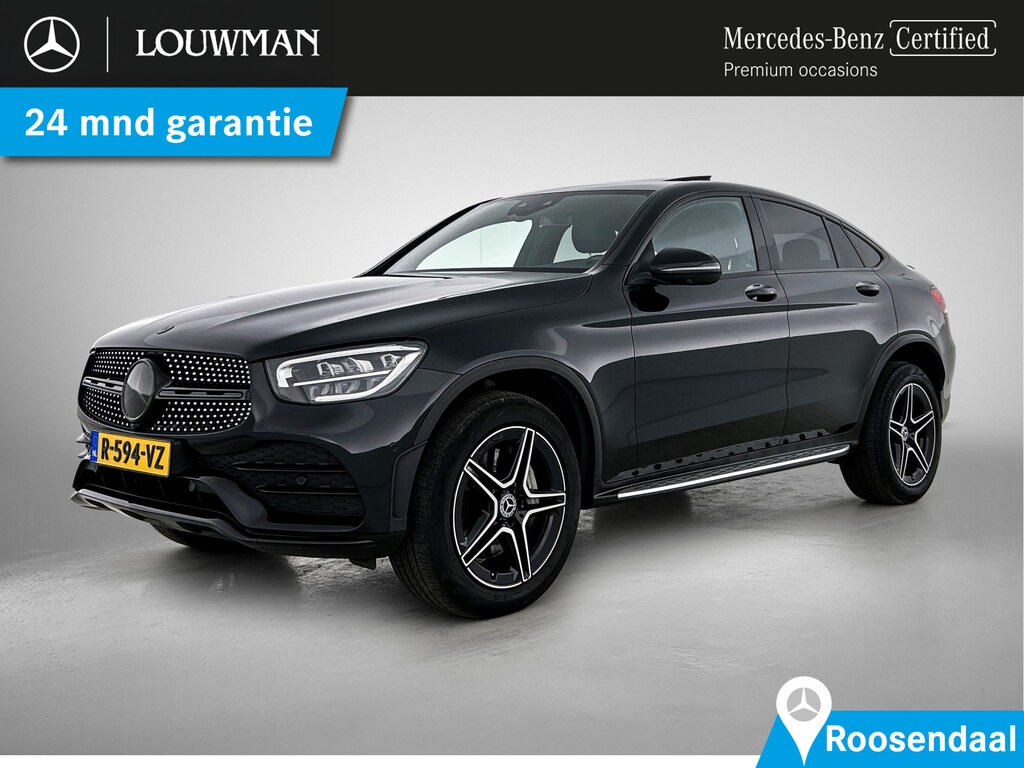 Mercedes-Benz GLC Coupe 300e 4MATIC AMG Nightpakket | Schuif-Kanteldak | Distronic | Memory | Alarm | 360°-camera | CarPlay | Sfeerverlichting | Inclusief 24 maanden Mercedes-Benz Certified garantie voor Europa.