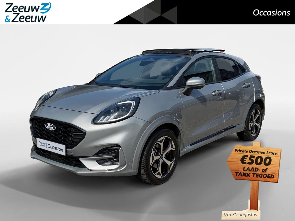 Ford Puma 1.0 EcoBoost Hybrid ST-Line | Automaat | Pano dak | Adapt. Cruise control | BLIS | Afneembare trekhaak | Winter pack | Elektrische achterklep | 360 graden camera | Parkeersensoren voor en achter | Draadloos opladen mobiel | Fabrieksgarantie |