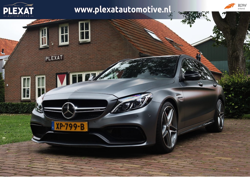 Mercedes-Benz C-klasse Estate AMG 63 S Aut. | Panorama | Designo Mat Selenite Grey | Memory | Dodehoekbewaking | IWC | Sportuitlaa