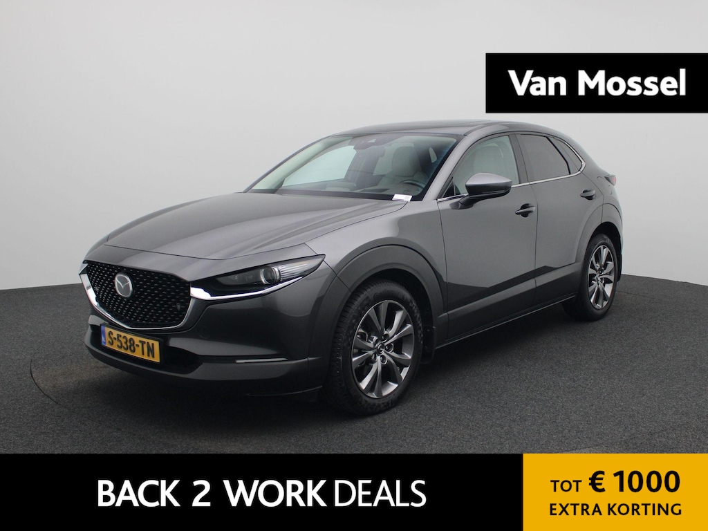 Mazda CX-30 2.0 e-SkyActiv-X M Hybrid Luxury | Automaat | schuif-/kanteldak | Bose-audiosysteem | Leder | Trekhaak | Memory seats | DAB | Head up display | camera | Stoel- Stuurverwarming | Elektrische Achterklep | Navigatie | Climate control | Cruise control