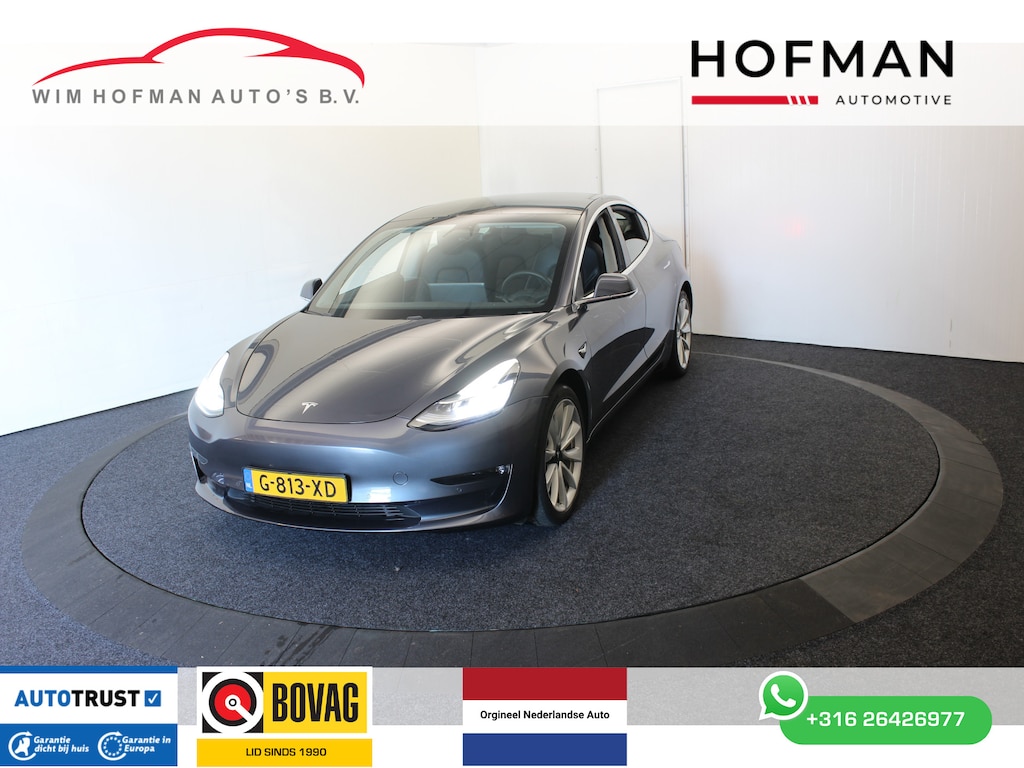 Tesla Model 3 Long Range AWD 75 kWh Draagarmen + HV Accu vervangen Top Staat Trekhaak Autopilot FSD Comp Camera Leder Pano