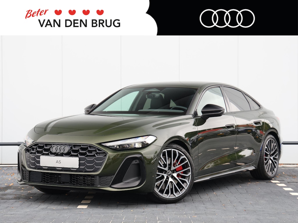 Audi A5 Limousine S edition e-hybrid 220 kW / 299 PK | Kleur: Designo Olive | Premium pakket | Tech plus | Trekhaak |