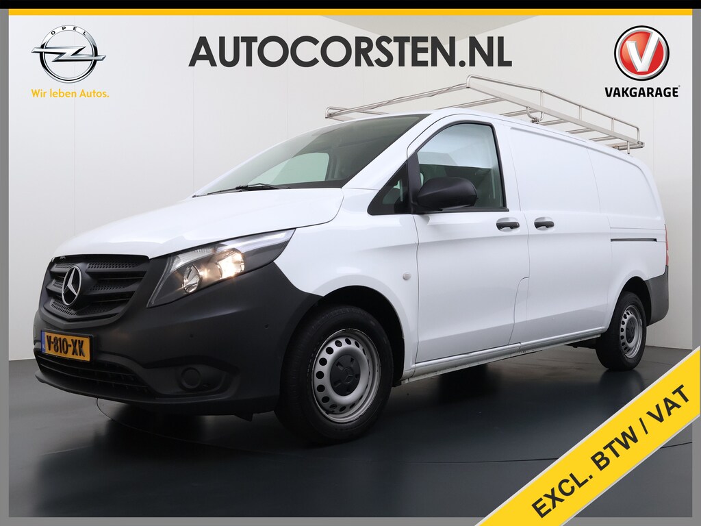 Mercedes-Benz Vito 114CDI Automaat Lang 2X Schuifdeur Trekhaak Imperiaal Navi Camera Cruise Control Airco Bluetooth Pdc Euro 6 Betonplex Vloer Wandbetimmering 1e Eigenaar Origineel Nederlandse Auto