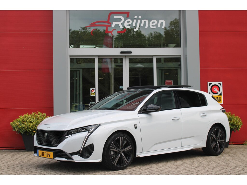 Peugeot 308 1.2 Hybrid 145PK AUTOMAAT GT | PANORAMA SCHUIF/KANTEL DAK | AFNEEMBARE TREKHAAK | NAVIGATIE | SENSATION PACK: FOCAL HIFI SYSTEM (PREMIUM HIFI SYSTEEM MET 10 SPEAKERS)/DRAADLOZE TELEFOONLADER | 360° VISION & DRIVE ASSIST PLUS PACK: ACHTERUITRIJCAMERA 360° VISEOPARK 3 (4 CAMERA'S)/PARKEERHULP VOOR EN ACHTER/ANTI DIEFSTAL ALARM/PEUGEOT i-COCKPIT MET CONFIGUREERBAAR 3D-INSTRUMENTENPANEEL/CLEAN CABIN | ALCANTARA EXECUTIVE PACK: BEKLEDING ALCANTARA/KUNSTLEDER INCL. ELEKTRISCH BEDIENBARE AGR STOEL EN MASSAGE OP BEIDE VOORSTOELEN | 18" LICHTMETALEN VELGEN "PORTLAND" | NAVIGATIE | DRAADLOZE APPLE CARPLAY/ANDROID AUTO | KEYLESS ENTRY/START | SFEER VERLICHTING | ZWARTE HEMELBEKLEDING | FULL LED MATRIX KOPLAMPEN |