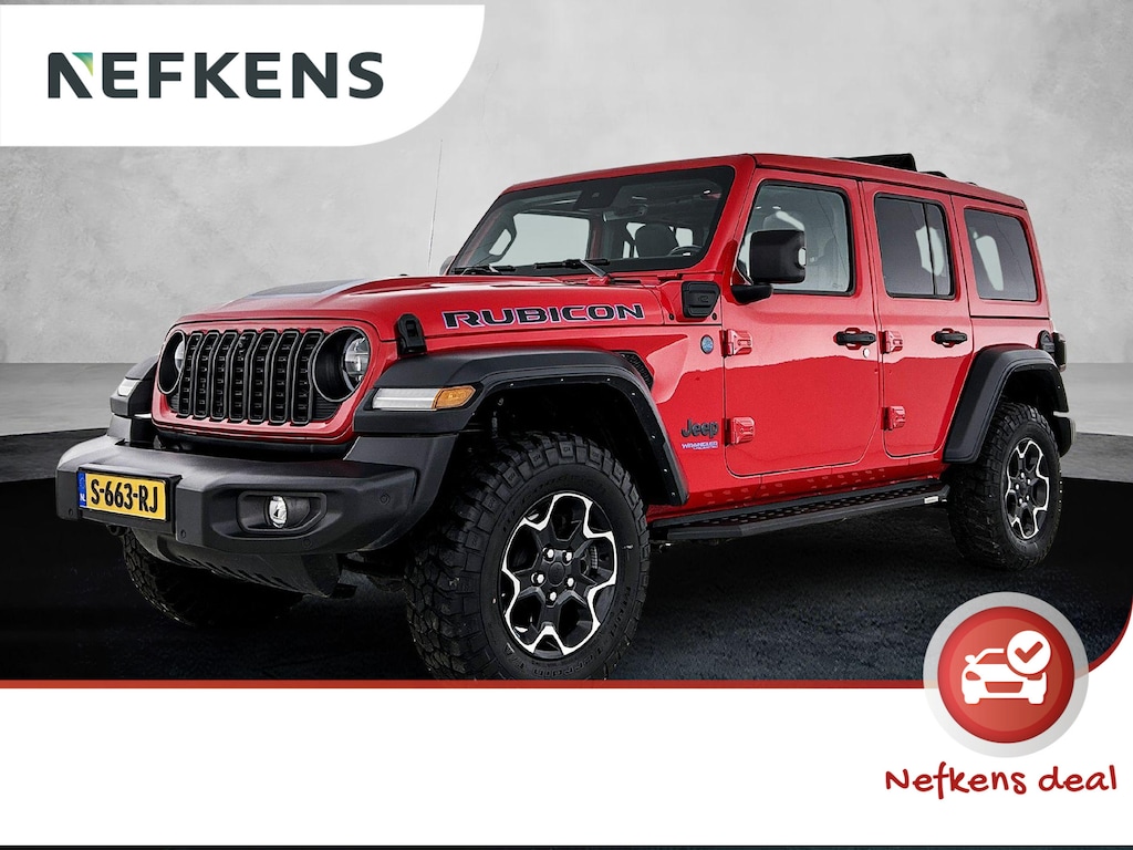 Jeep Wrangler Unlimited 4xe 380pk Rubicon Automaat | Soft-Top | Winterpakket | Camera Voor + Achter | Navigatie | Adaptieve Cruise Control | 17"LMV | Full-LED |