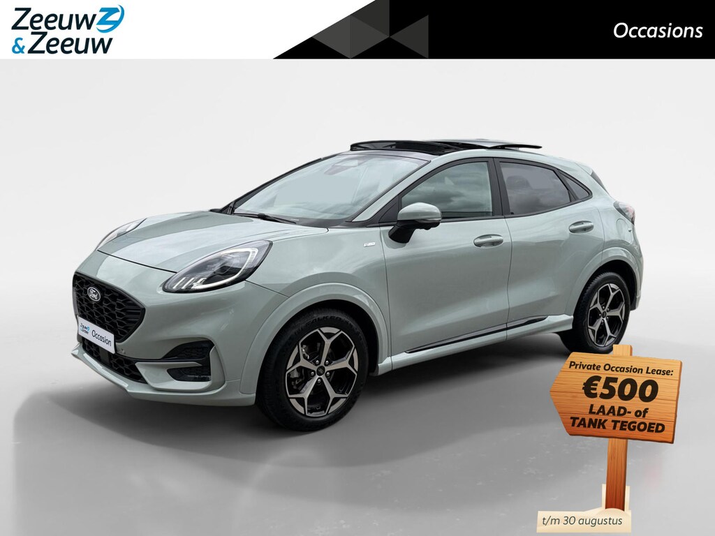Ford Puma 1.0 EcoBoost Hybrid ST-Line | Automaat | Pano dak | Adapt. Cruise control | BLIS | Elektr. achterklep | Winter pack | Parkeersensoren voor en achter | 360 graden camera | Draadloos opladen mobiel | Fabrieksgarantie |