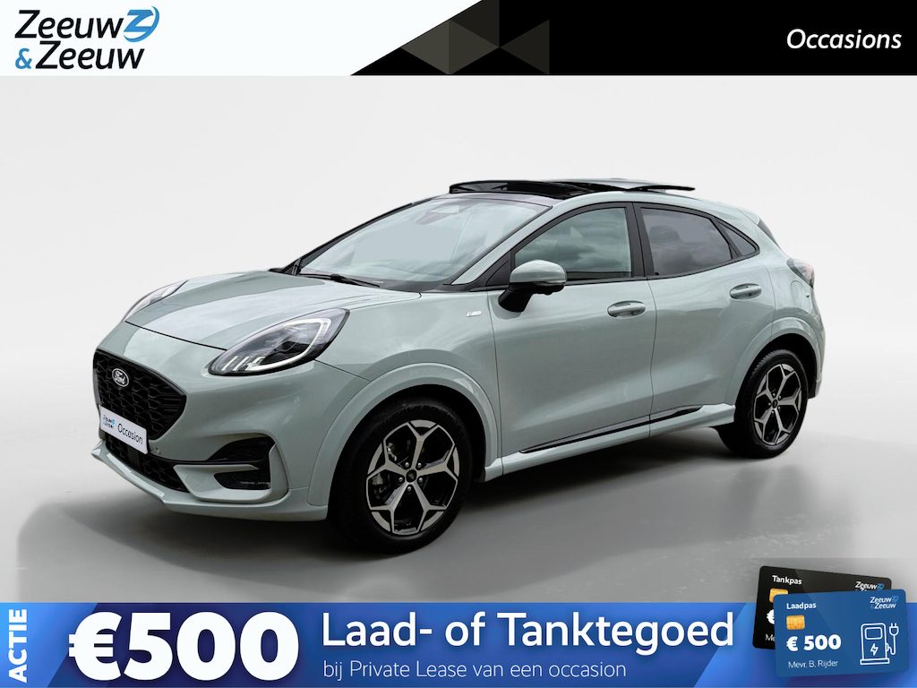 Ford Puma 1.0 EcoBoost Hybrid ST-Line | Automaat | Pano dak | Adapt. Cruise control | BLIS | Elektr. achterklep | Winter pack | Parkeersensoren voor en achter | 360 graden camera | Draadloos opladen mobiel | Fabrieksgarantie |