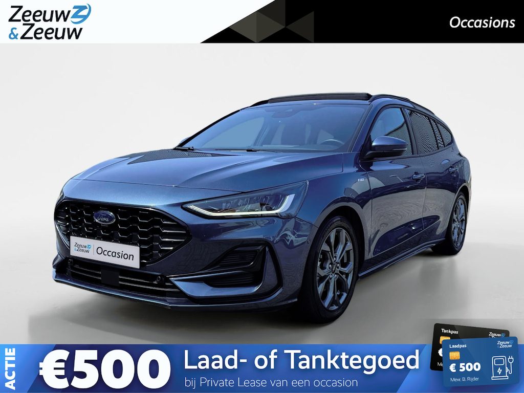 Ford Focus Wagon 1.0 EcoBoost Hybrid ST Line X | Automaat | Pano dak | Adapt. cruise control | BLIS | Winter pack | Parkeersensoren voor en achter | Achteruitrijcamera | B&O audio | Draadloos opladen mobiel | Bovag garantie |