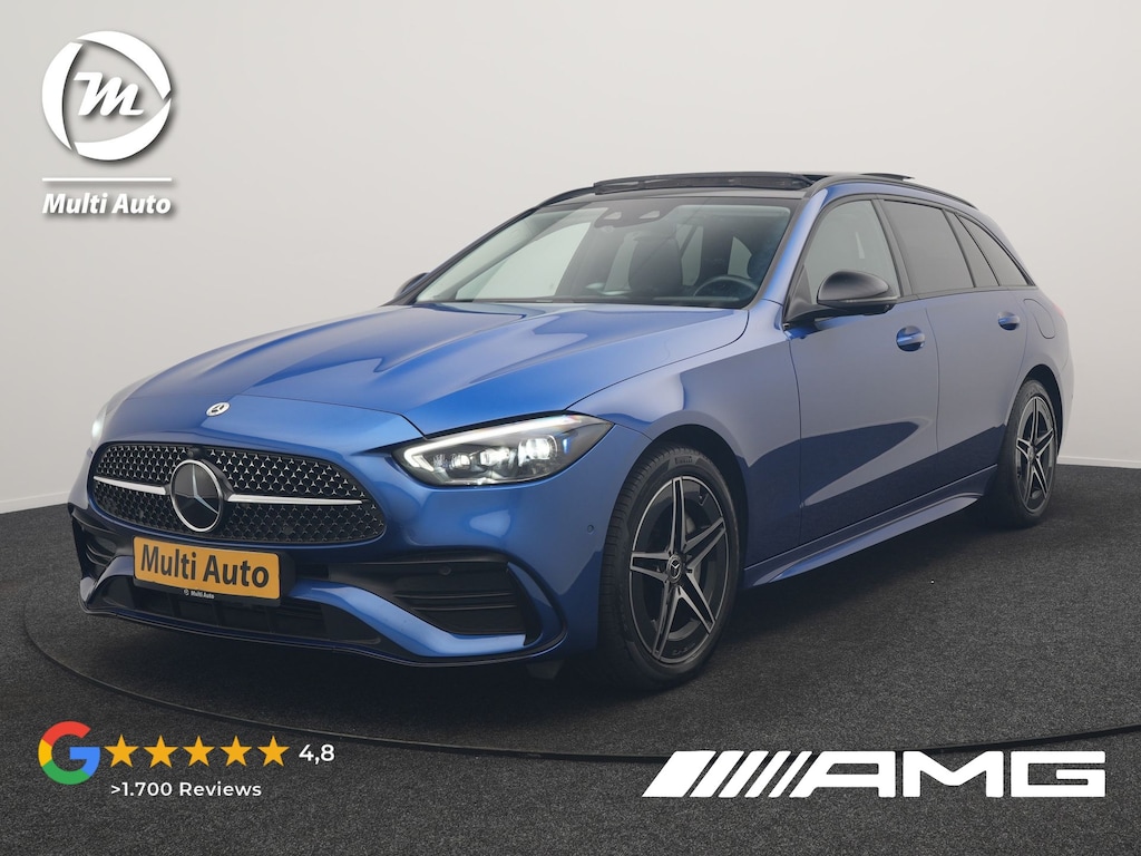 Mercedes-Benz C-klasse Estate 300 e AMG Line PHEV 313pk Dealer O.H. | Trekhaak Af Fabriek | Panodak | 360 Camera | Head Up | Adaptive Cruise | Digital Light | Alcantara Sportstoelen Memory & Verwarmd | Sfeerverlichting | Apple Carplay | Blis | DAB | Plug In Hybrid |