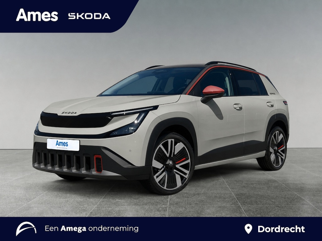 Skoda Epiq First Edition 56 kWh | 20'' Velgen 'Macaw Aero' | Accenten 'Navajo Orange' | Stoel/Stuurverwarming | Achteruitrijcamera | Keyless | Draadloze Telefoonlader