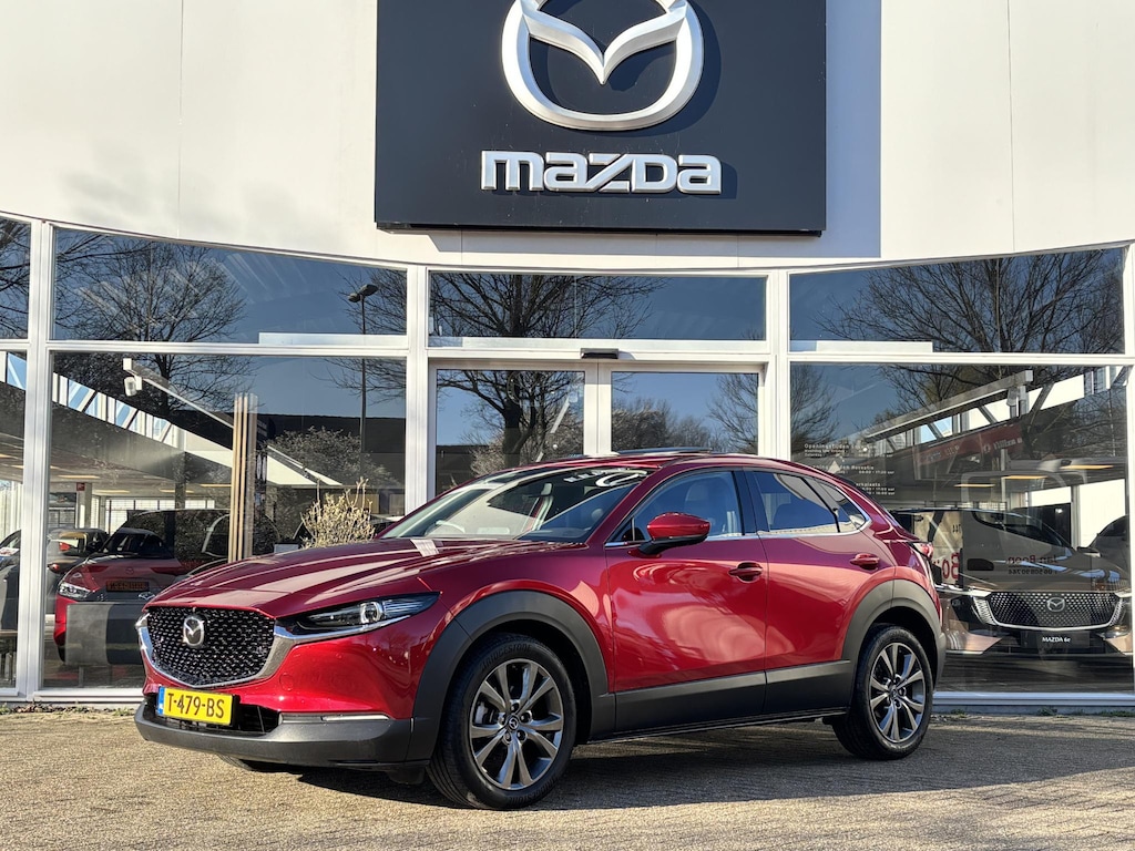 Mazda CX-30 2.0 e-SkyActiv-X M Hybrid Luxury 1e Eig., NL-Auto, Dealer Ondh.,  Schuifdak, Navigatie, Apple Carplay/ Android Auto, Leer, 360 Camera, Bose, Head-Up, Stoel verw., Stuur verw. Cruise controle ad.