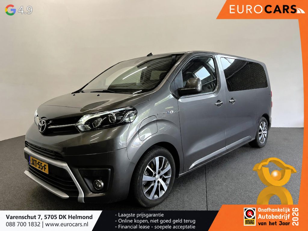 Toyota ProAce Electric L2 Extra Range Luxury 75 kWh 8p Personen bus Panorama dak Lederen bekleding Voorstoelen Climate Control Apple Carplay Android Auto Parkeer sensoren Cruise Control Bumpers in kleur