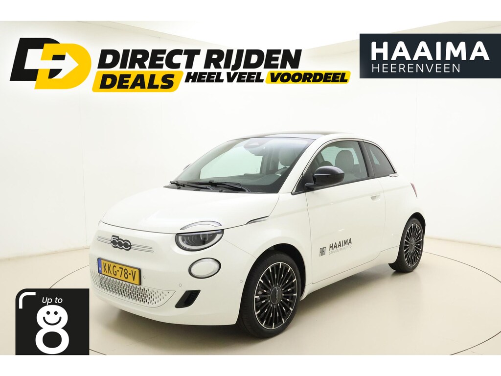 Fiat 500 Icon 42 kWh | DEMO | Glazen Panoramadak | Apple Carplay/Android Auto | Achteruitrijcamera | Climate control | Cruise control | Parkeersensoren | Stoelverwarming