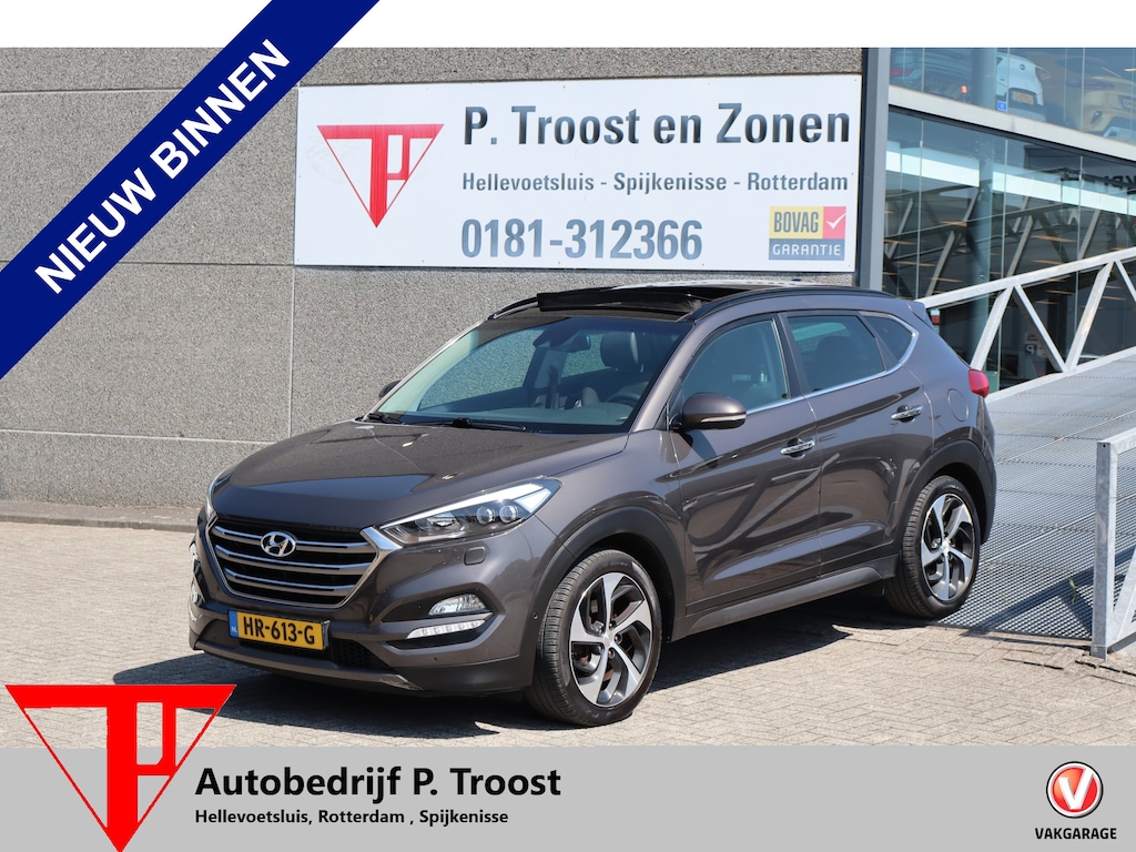 Hyundai Tucson 1.6 T-GDi Premium 4WD Trekhaak/Panoramadak/Stoel verwarming & ventilatie/Achteruitrijcamera/Elektrische verstelbare voorstoelen/Lederen bekleding/Lane assist/Cruise control/Dodehoek assistent/Navigatie/Bluetooth