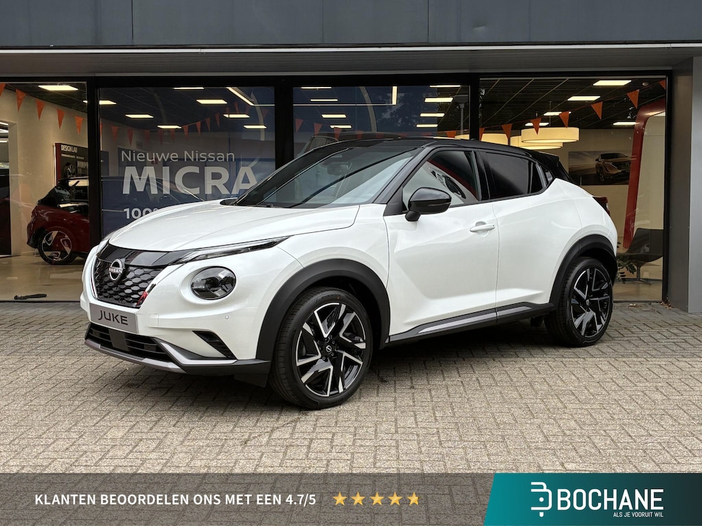 Nissan Juke 1.0 DIG-T N-Design NIEUW UIT VOORRAAD LEVERBAAR | Verwarmbaar stuurwiel | Voorruitverwarming | Stoelverwarming | Navigatiesysteem | Apple CarPlay & Android Auto | Parkeersensoren voor- en achter | Climate Control | 10 jaar fabrieksgarantie