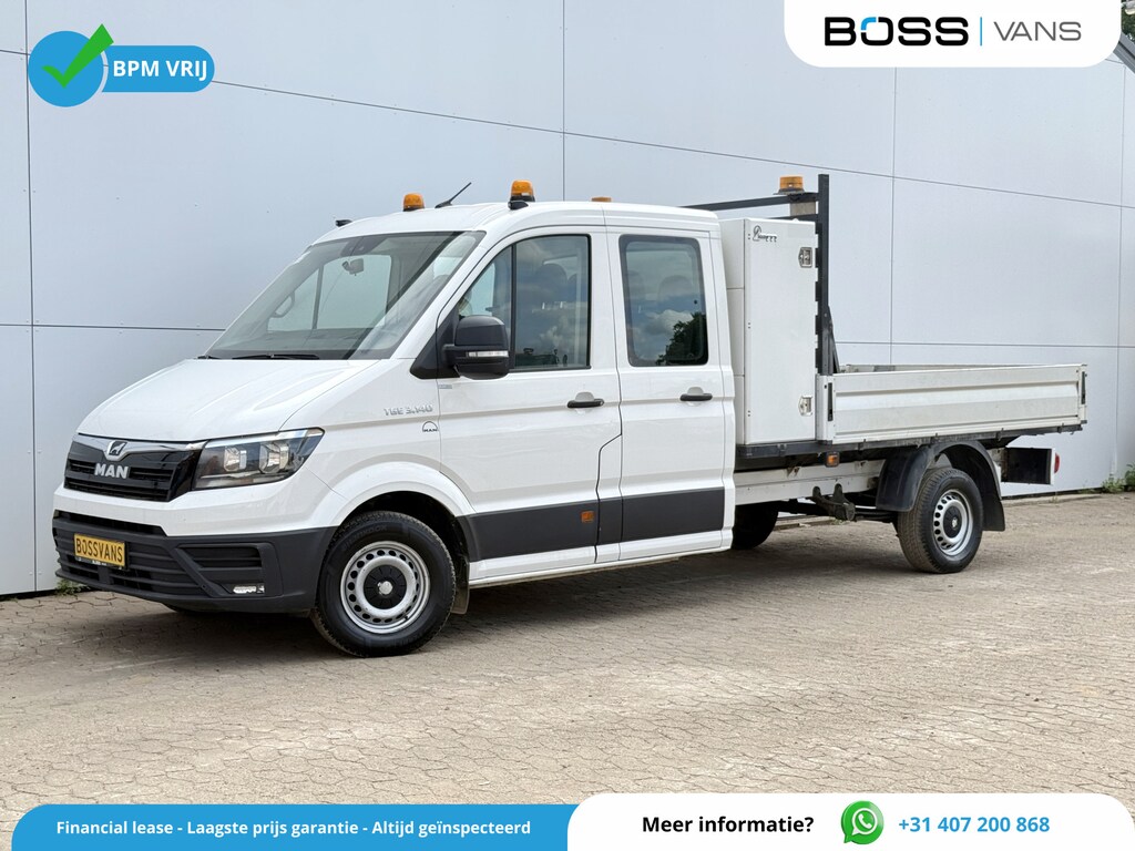 MAN TGE 3.140 2.0 TDI Automaat Open Laadbak Kist Dubbele cabine 6-persoons Airco Trekhaak Navigatie Carplay Pritische Pickup Open Box