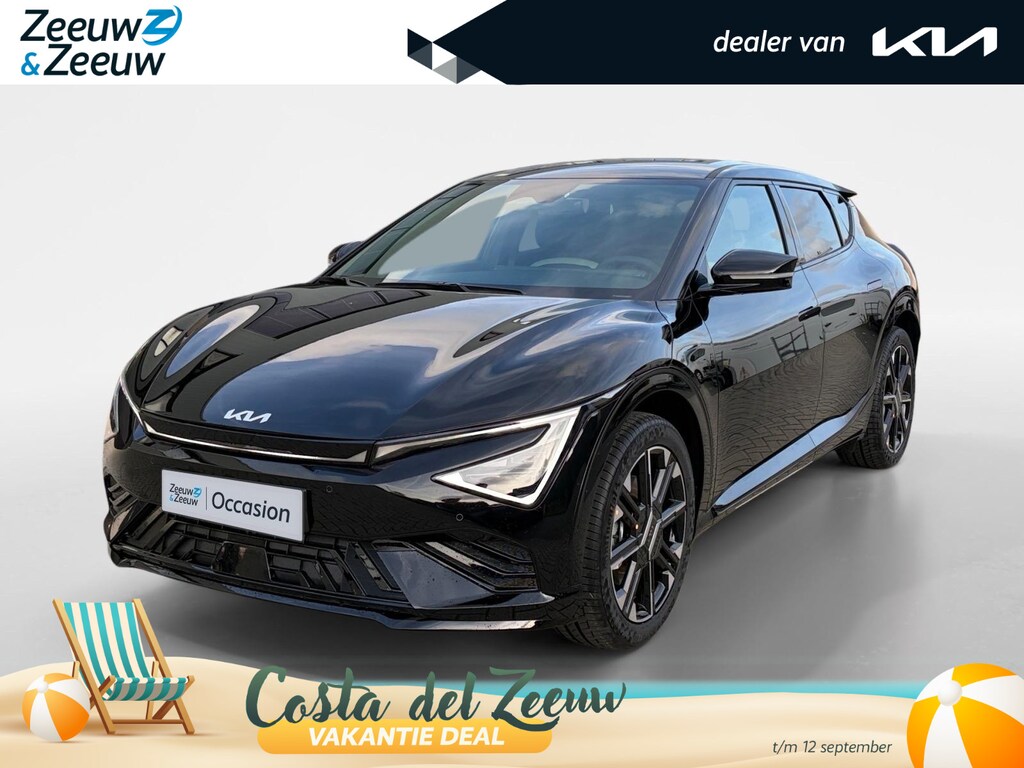 Kia EV6 GT-Line Business Edition 84 kWh | Rijdende Demo ! | Draadloos Apple Carplay / Android Auto | Navigatiesysteem | Elektrisch Verstelbare voorstoelen | Licht + Regensensor | Stoelverwarming+ Stoelkoeling | Stuurverwarming | Elektrisch Bedienbare Achterklep | 19"Lichtmetalen Velgen | Lederen Bekleding.