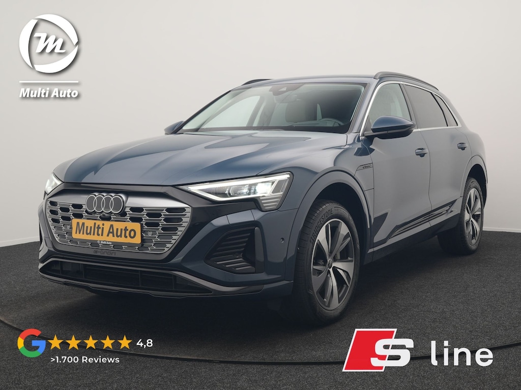Audi Q8 e-tron 55 Quattro S Line 114 kWh 408pk Dealer O.H | Trekhaak Afn. | Adaptive Cruise | Camera | Head Up | Matrix LED | Lederen Sportstoelen Memory & Ventilatie | Apple Carplay | Virtual | Stoelverwarming | Navigatie | DAB | 20"L.M |