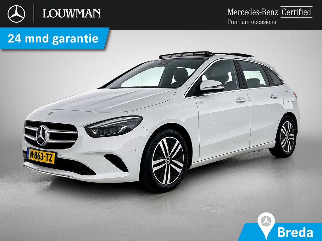 Mercedes-Benz B-klasse 180 Premium Plus | Ledkoplampen | Parkeerpakket met achteruitrijcamera | Sfeerverlichting | Panorama Schuif-Kanteldak | Sound system. Inclusief 24 maanden MB Certified garantie voor Europa.