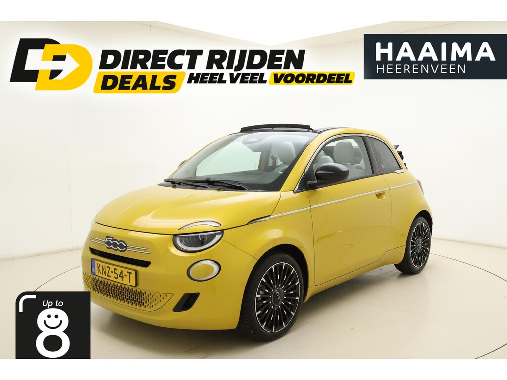 Fiat 500 1.0 Hybrid La Prima Cabrio | DEMO | Navigatie | JBL Audio | Achteruitrijcamera | Climate control | Full LED Koplampen | Stoelverwarming | 17" Lichtmetalen velgen