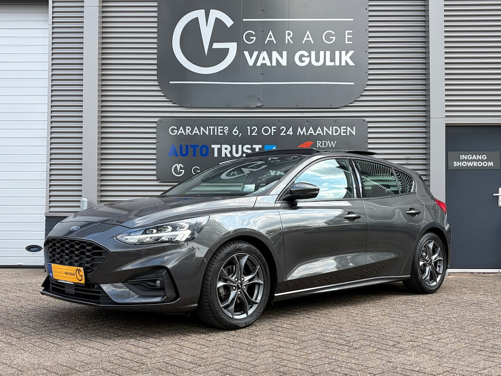 Ford Focus 1.0 ST Line 125PK Automaat,Panodak,Navi,Clima,Cruise,Isofix,Carplay,Stoel+StuurVerwarming,ElektrRamen+Spiegels,Led,HUD