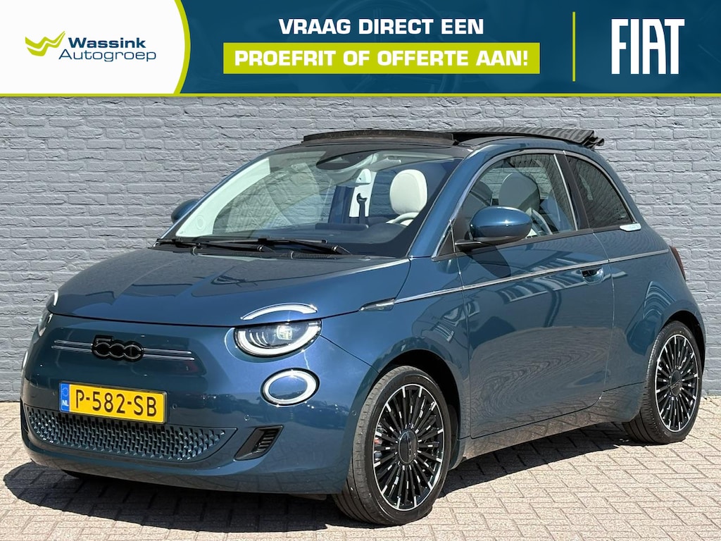 Fiat 500e Cabrio La Prima 42 kWh | SOH 91%| 1e Eigenaar | Dealeronderhouden | Adaptieve Cruise Control | Lane Assist | Stoelverwarming | Navigatie | DAB | Apple Carplay | Parkeersensoren Voor & Achter | Parkeercamera