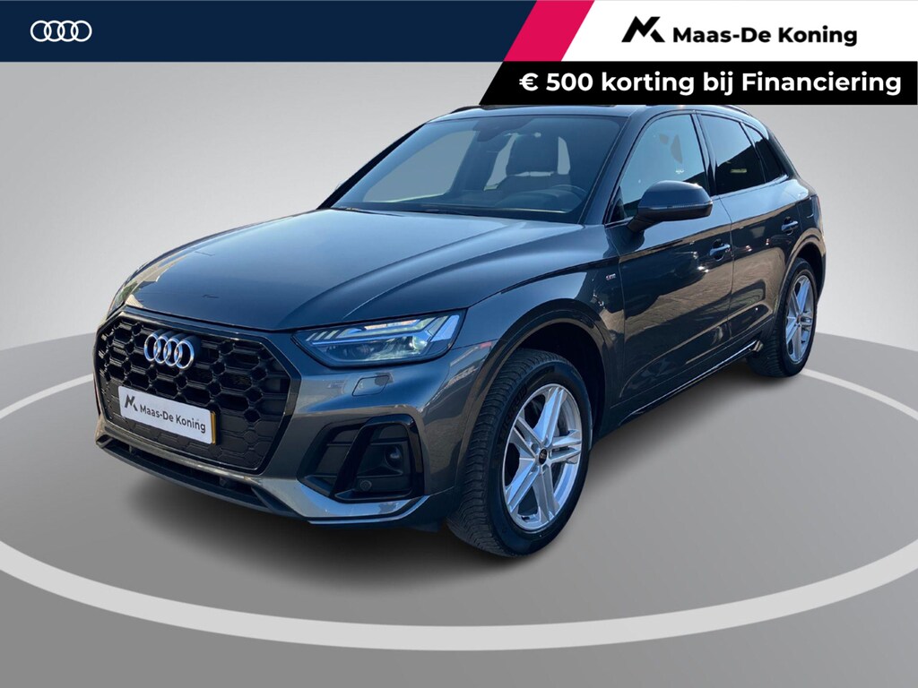 Audi Q5 50TFSIe 299PK S line · Panoramadak · Camera + parkeersensoren · Trekhaak ·