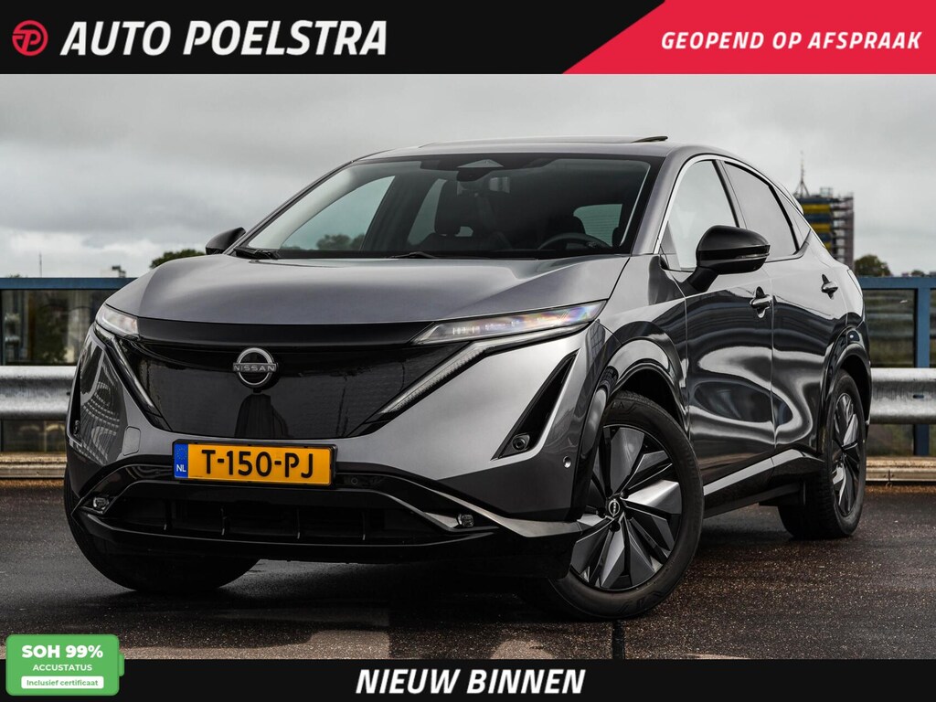 Nissan Ariya Evolve 91 kWh | SOH 99% | Panoramadak | Trekhaak | ACC | HUD | Voorstoelen verwarmd en geventileerd | Warmtepomp | 360 Camera | 19"