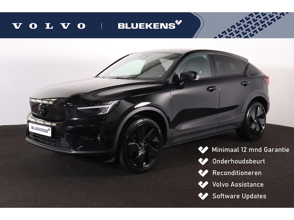 Volvo EC40 Extended Range Plus Black Ed. 82 kWh - Panoramadak - IntelliSafe Assist & Surround - 360º Camera - Harman/Kardon audio - Verwarmde voorstoelen, stuur & achterbank - Parkeersensoren voor & achter - Elektr. bedienb. voorstoelen met geheugen links - Draadloze tel. lader - Warmtepomp - Extra getint glas - Inklapbare trekhaak - 20' LMV