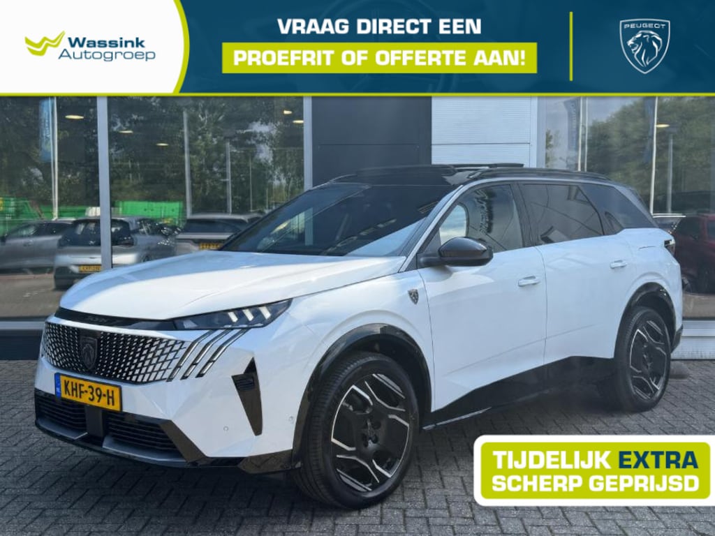 Peugeot e-5008 GT Long Range 97 kWh 7p VOORRAAD VOORDEEL | Panoramisch schuifdak | Trekhaak | Warmtepomp | Stoelverwarming | Navigatie |