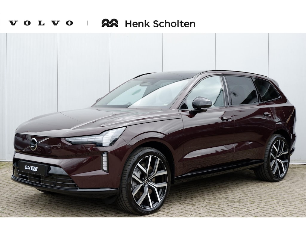 Volvo EX90 Twin Motor Performance 106 kWh Ultra Executive Edition 7p. | Mulberry Red Metallic | Nappa Leder met ventilatie Charcoal | Charcoal hemelbekleding | 22 inch Y-spaaks lichtmetalen velgen | Luchtvering | Bowers & Wilkins | Massagestoelen | Pilot Assist