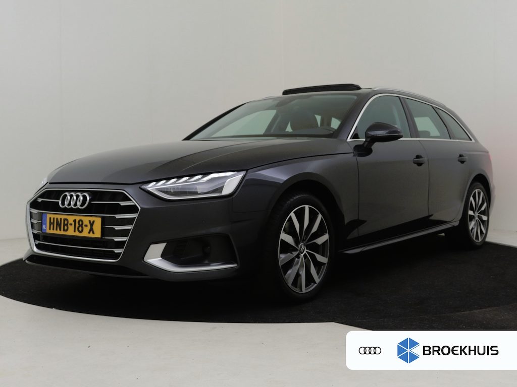Audi A4 Avant 35 TFSI S Edition 150Pk DSG/AUTO |  | Elekt Glazen pano-dak | Achteruitrijcamera | Dodehoek detectie | Elekt achterklep | Parkeersensoren |  Stoelverwarming | Cruise control | App connect | DAB | LED | 18"LMV