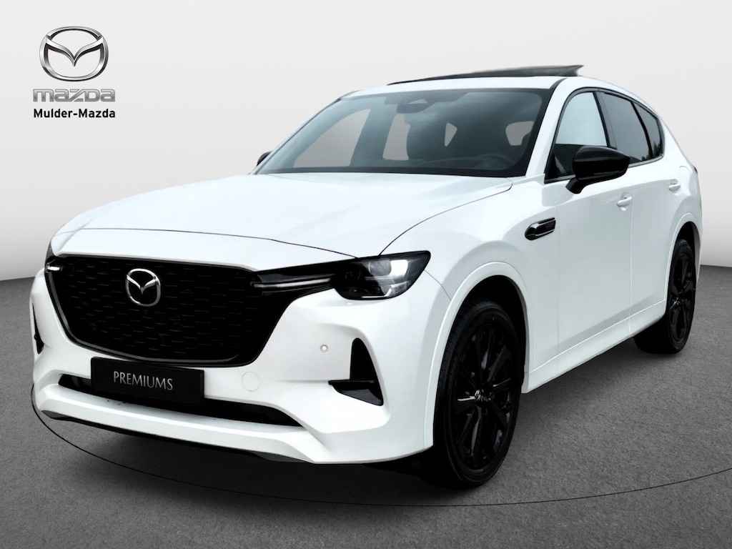 Mazda CX-60 e-Skyactiv PHEV Homura Plus - Zwart Nappa Leder | 12,3-inch TFT-kleurendisplay met bediening via centrale HMI Commander, touchscreen (voor Apple CarPlay / Android Auto™) of voice control | 12,3-inch digitale meterset | 20-inch lichtmetalen velgen, Black