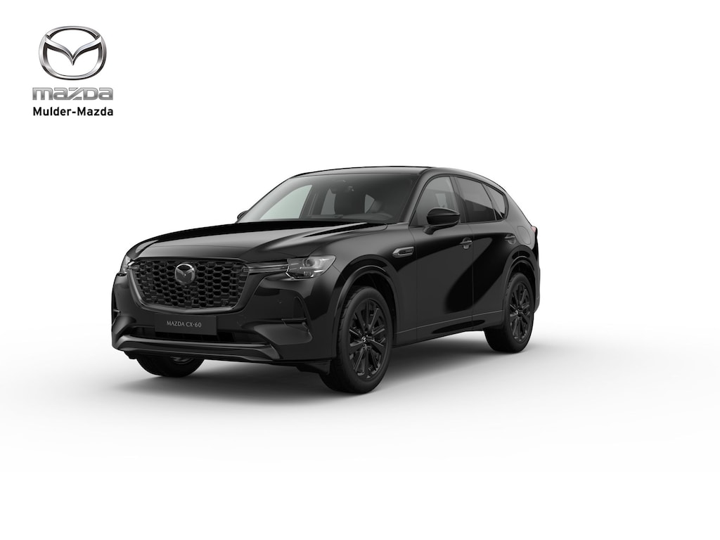 Mazda CX-60 e-Skyactiv PHEV Homura Plus - Zwart Nappa Leder | 12,3-inch TFT-kleurendisplay met bediening via centrale HMI Commander, touchscreen (voor Apple CarPlay / Android Auto™) of voice control | 12,3-inch digitale meterset | 20-inch lichtmetalen velgen, Black