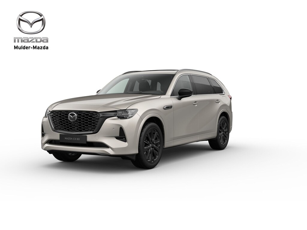Mazda CX-80 e-Skyactiv PHEV Homura Plus - Zwart Nappa Leder | 12,3-inch TFT-kleurendisplay met bediening via centrale HMI Commander, touchscreen (voor Apple CarPlay / Android Auto™) of voice control | 12,3-inch digitale meterset | 20-inch lichtmetalen velgen, Black
