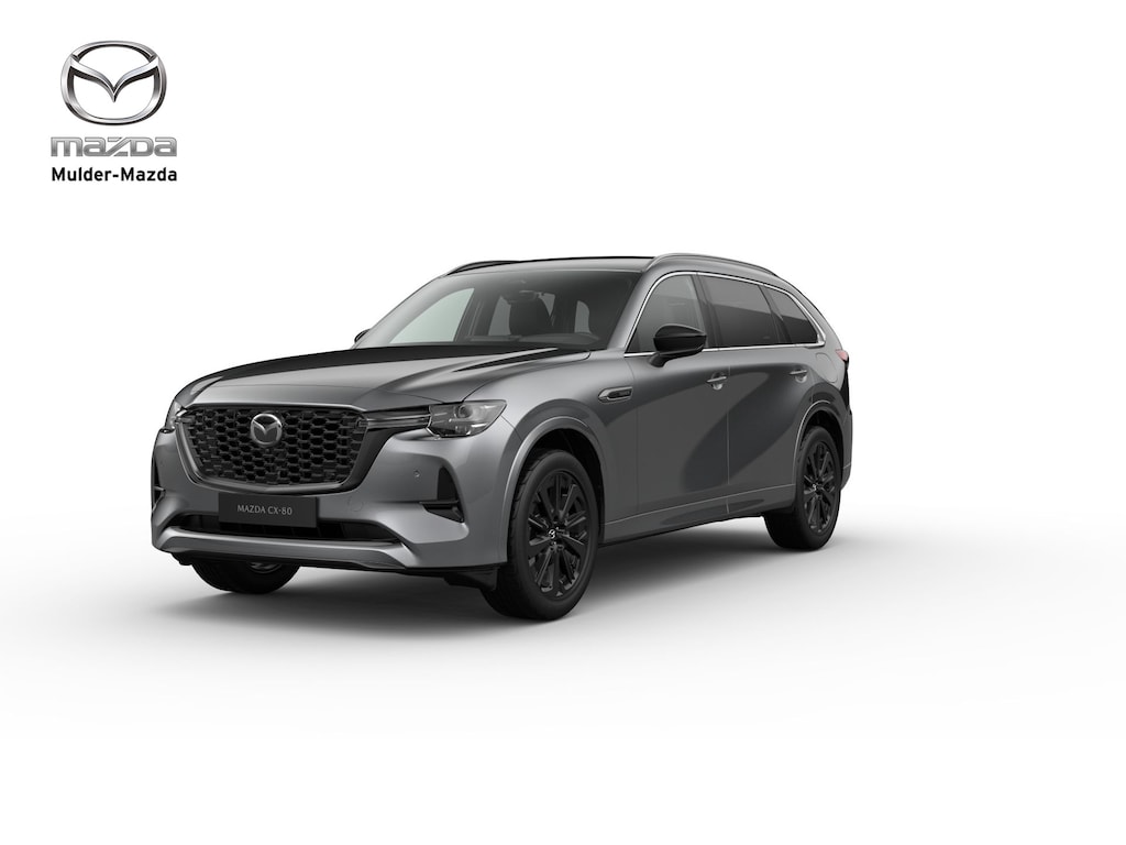 Mazda CX-80 e-Skyactiv PHEV Homura Business Edition - Tan Nappa Leder Captain Seat Pack | 12,3-inch TFT-kleurendisplay met bediening via centrale HMI Commander, touchscreen (voor Apple CarPlay / Android Auto™) of voice control | 12,3-inch digitale meterset | 20-inch lichtmetalen velgen, Black