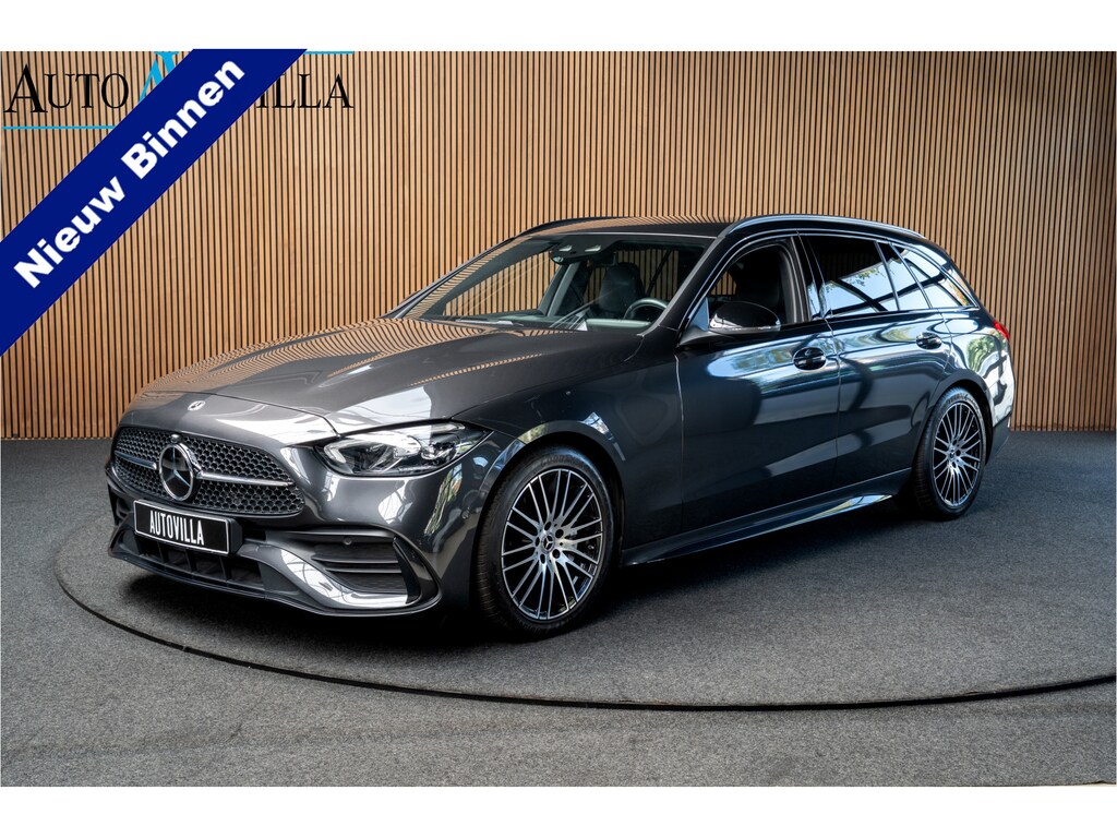 Mercedes-Benz C-klasse Estate 180 AMG Line Leer Camera Navi LED Nightpack PTS Ambient Elekt. achterklep Elektr. trekhaak LM velgen BTW auto!