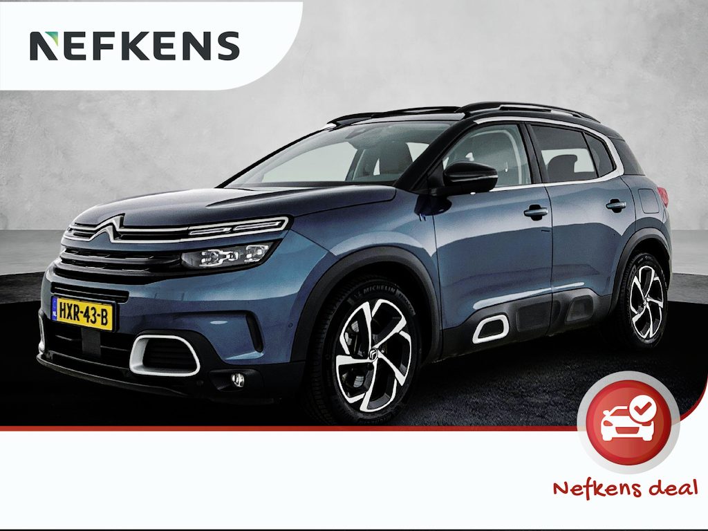 Citroën C5 Aircross SUV Feel 1.6 Plug-in HYbrid 225pk Automaat | Navigatie | Panoramisch schuif-kanteldak | Achteruitrijcamera | Climate Control | Adaptieve Cruise Control | Parkeersensoren v+a | Comfortstoelen Leder/Stof | Armsteun | Apple Carplay / Android Auto | Dodehoeksensor | DAB+ radio | Donker getint glas | 18" lichtmetalen velgen |
