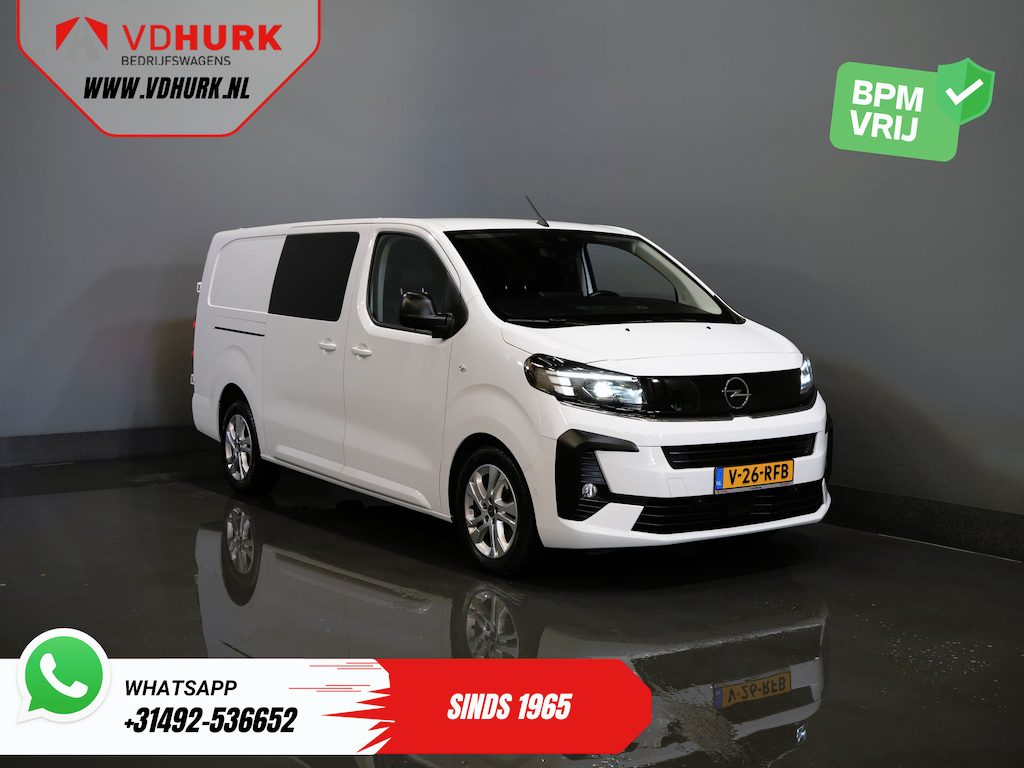 Opel Vivaro 2.0 145 pk Aut. DC Dubbel Cabine LED/ Adapt.Cruise/ 2x Schuifdeur/ Massage/ Stoelverw./ Keyless/ Leder/ Carplay/ Climate/ Camera/ PDC/ LMV/ Trekhaak