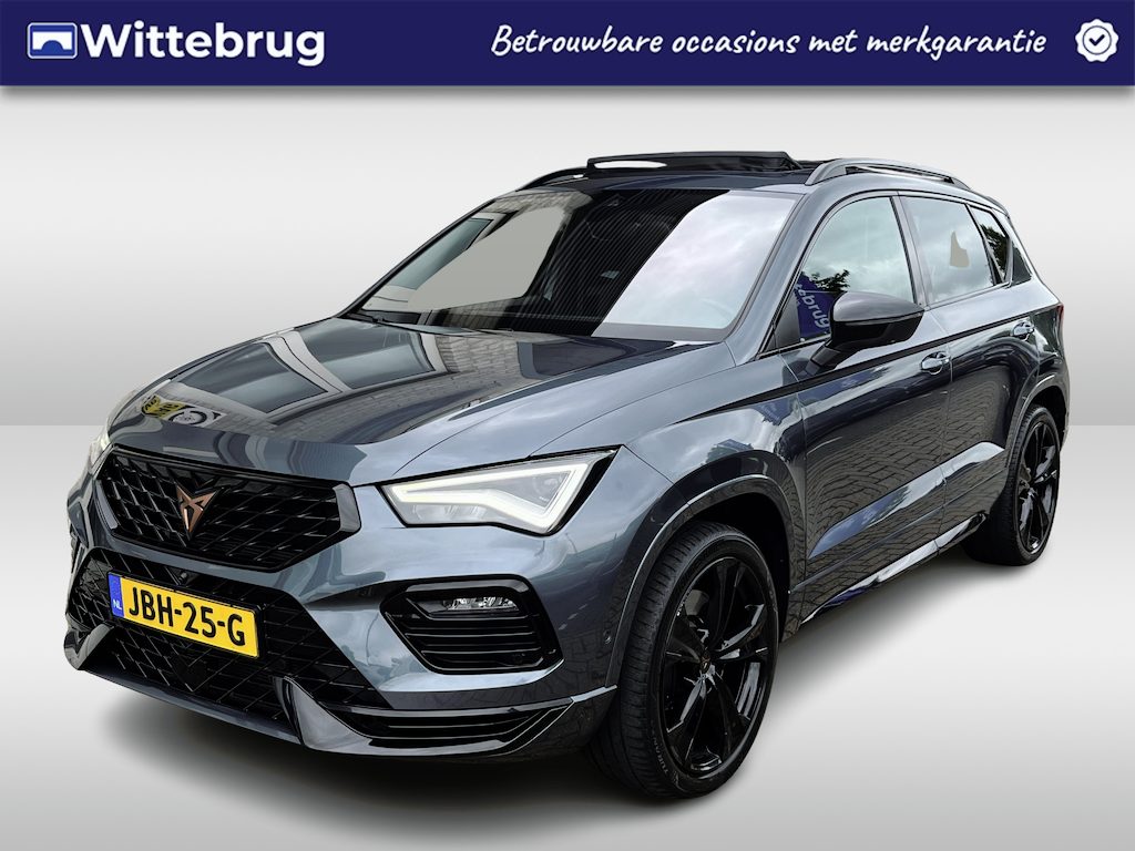 CUPRA Ateca 2.0 TSI 4DRIVE / AUTOMAAT/ 300 PK/ PANO/ TREKHAAK/ DCC/ ACC/ PARK.SENSOREN + 360 CAMERA/ FULL LINK/ STUUR+STOELVERWARM./ ELEK.ACHTERKLEP/ DODEHOEK/ KEYLESS/ BEATS/ NAVI/ DAB/ CLIMA/ LED/ 19'' LMV