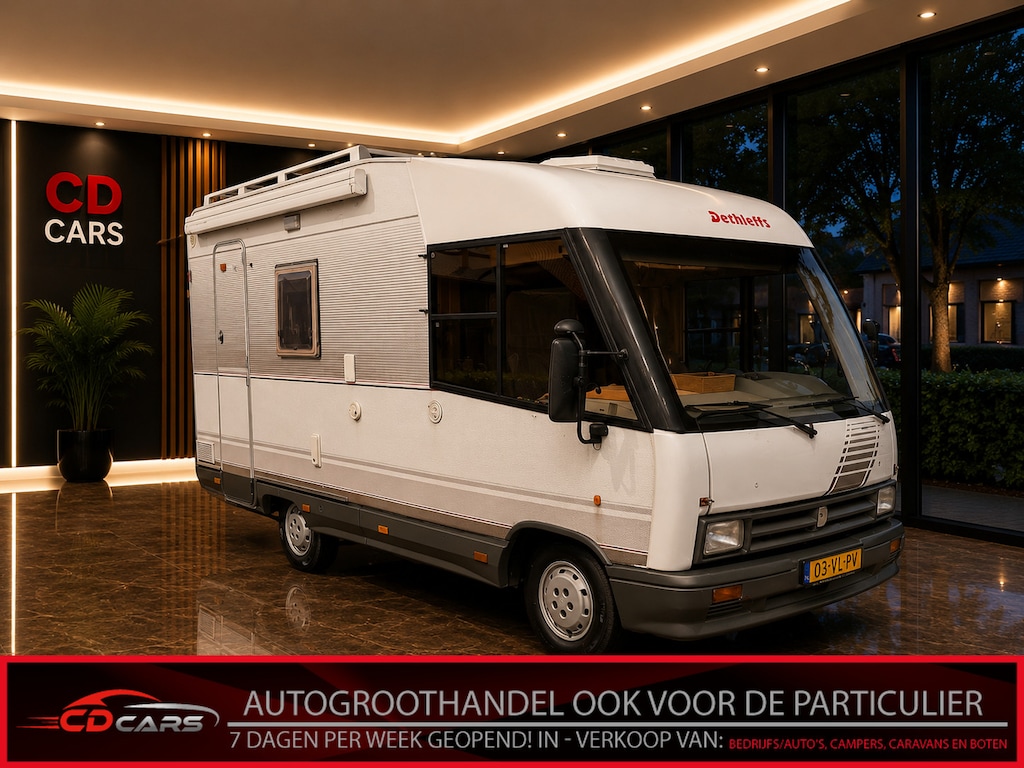 Fiat 230 Dethleffs Frans bed, Koelkast, Keuken, Toilet, Radio, Fietsendrager