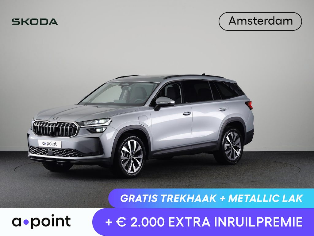 Skoda Kodiaq 1.5 TSI PHEV Business Edition Plus 204pk 6 versn. DSG | Trekhaak | Dynamic Chasis Control | Panorama Dak | Light & View Pakket | Sunset | Velgen: 19" lichtmetalen velgen Lefka aero, zilver